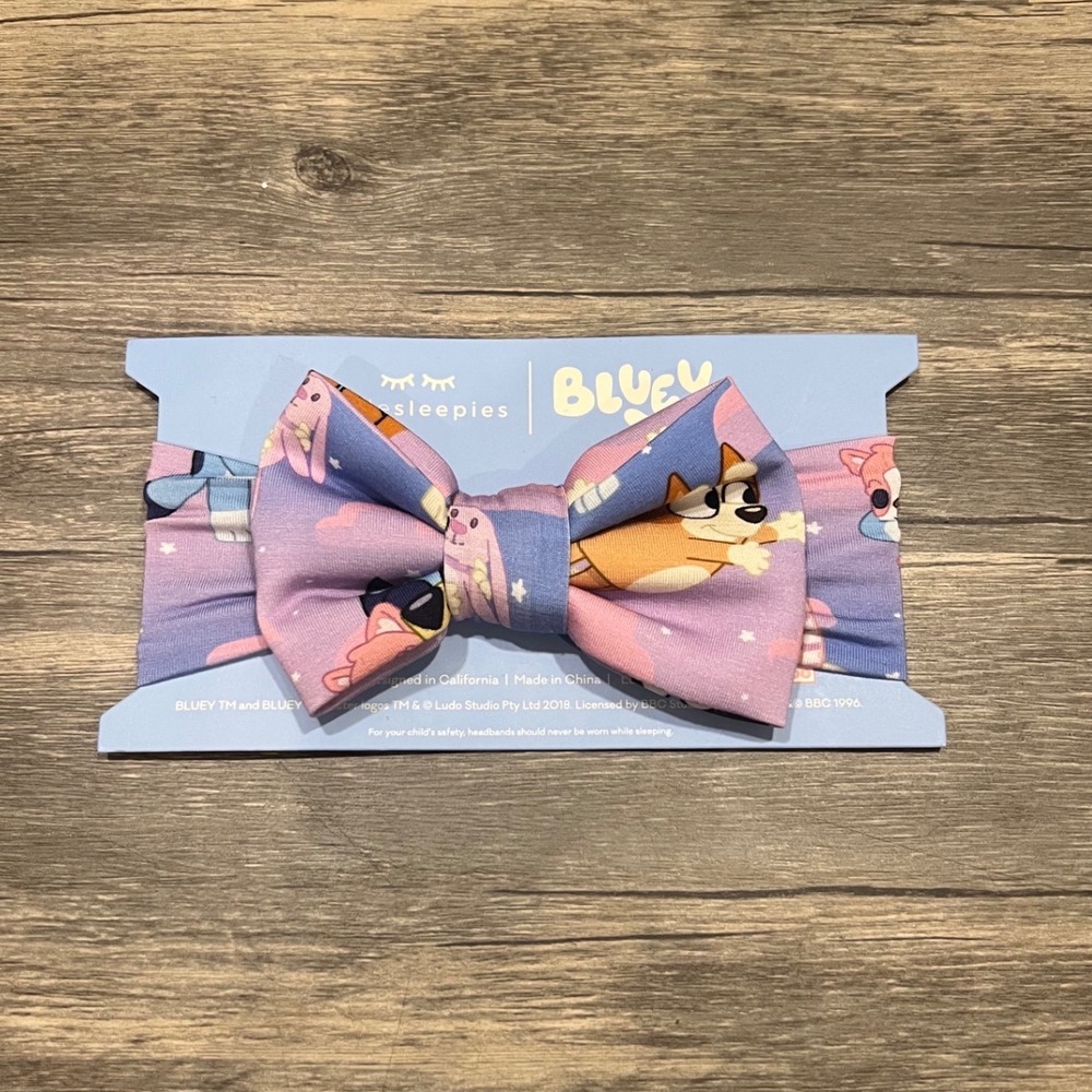 NWOT Little Sleepies x Bluey Bamboo Bow Headwrap Rare/Hard to Find Print